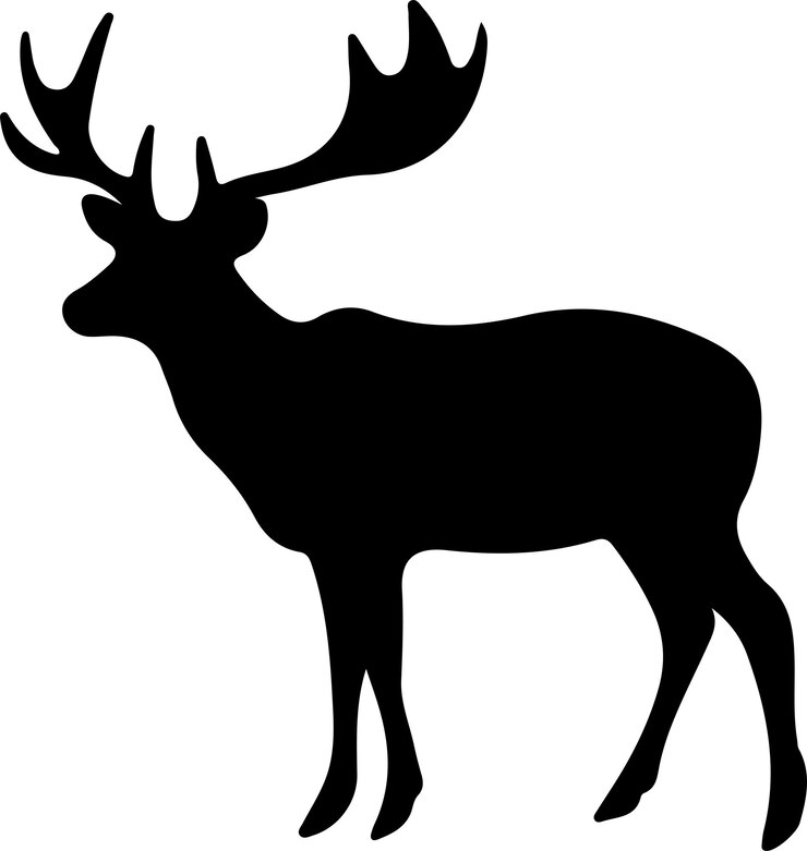 Vettore un disegno in bianco e nero di un cervo con le corna