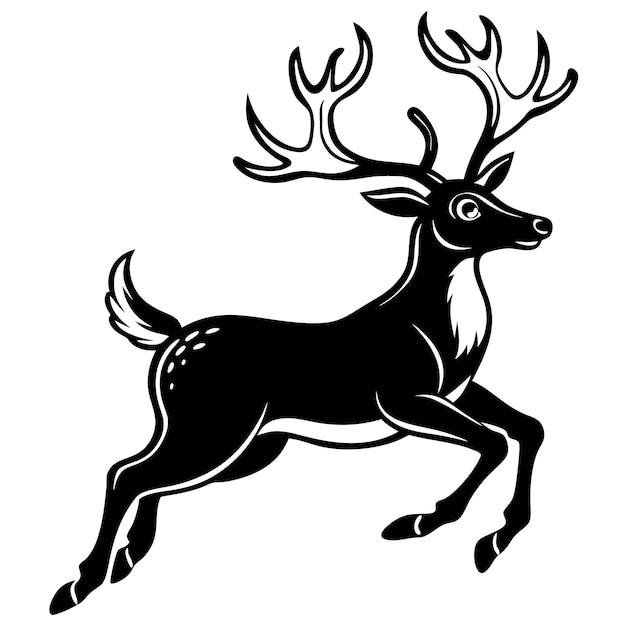 un disegno in bianco e nero di un cervo con una coda nera