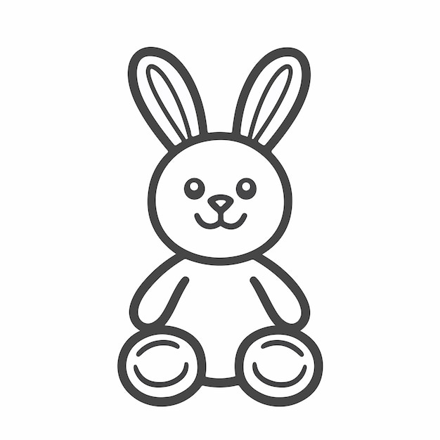 un disegno in bianco e nero di un coniglietto con tre piccole ciotole su di esso