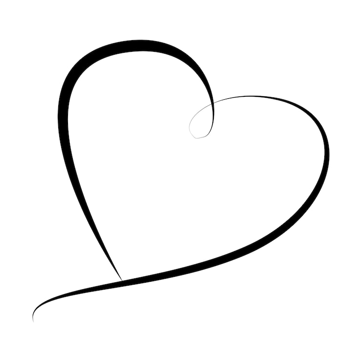 Vettore un disegno in bianco e nero di un cuore con una linea di filo nero il contorno dell'icona del cuore disegnato a mano