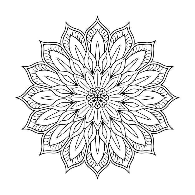 un disegno in bianco e nero di un fiore con un disegno che dice quot mandalas quot