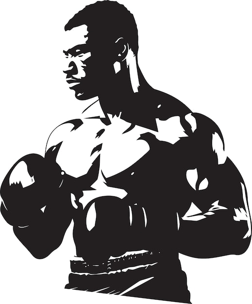 un disegno in bianco e nero di un pugile con le parole "boxer" su di esso