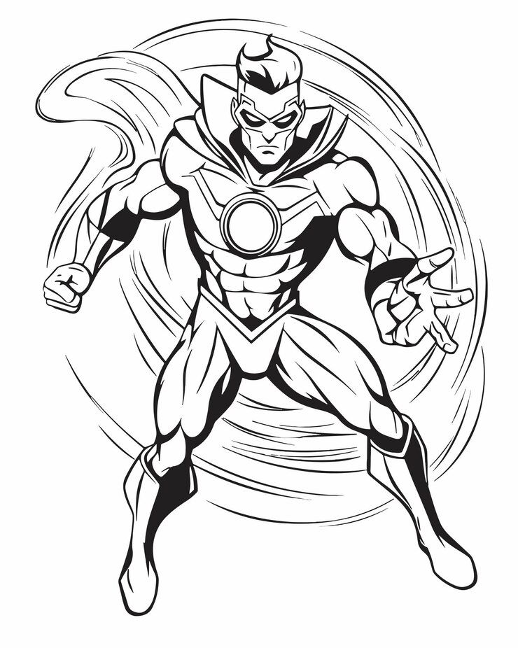 Un disegno in bianco e nero di un supereroe con una lampadina sul petto.