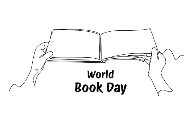 Un disegno in una sola linea del banner e dell'icona della Giornata Mondiale del Libro banner e icona delle giornate del libro evento della Giornada Mondiale del Libro illustrazione vettoriale di linea continua