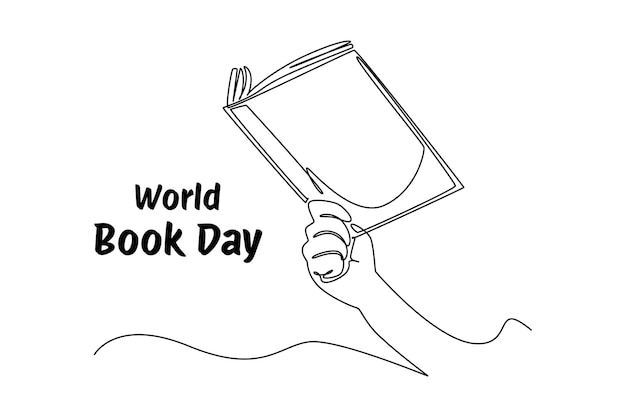 Un disegno in una sola linea del banner e dell'icona della Giornata Mondiale del Libro banner e icona delle giornate del libro evento della Giornada Mondiale del Libro illustrazione vettoriale di linea continua