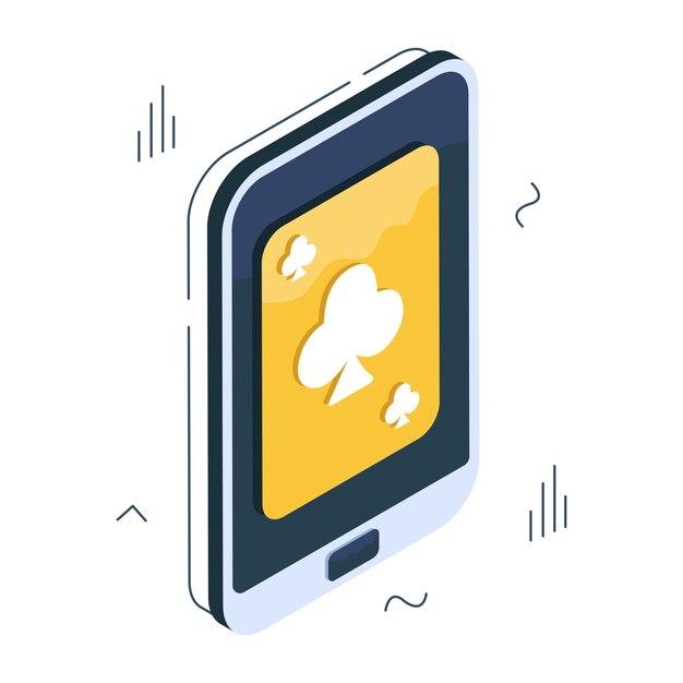 Un disegno isometrico dell'icona della carta da poker mobile