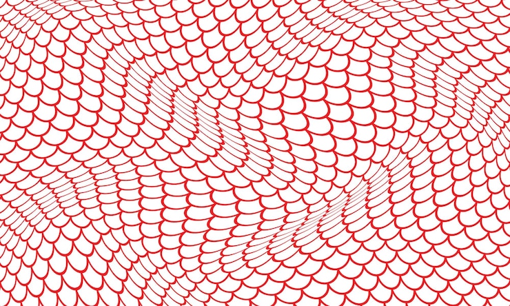 Vettore un disegno rosso con linee e punti bianchi su uno sfondo bianco