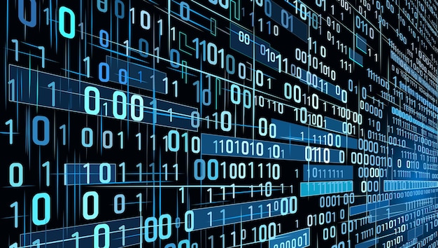 un'enorme collezione di numeri digitali con i numeri 1 e 0 in basso