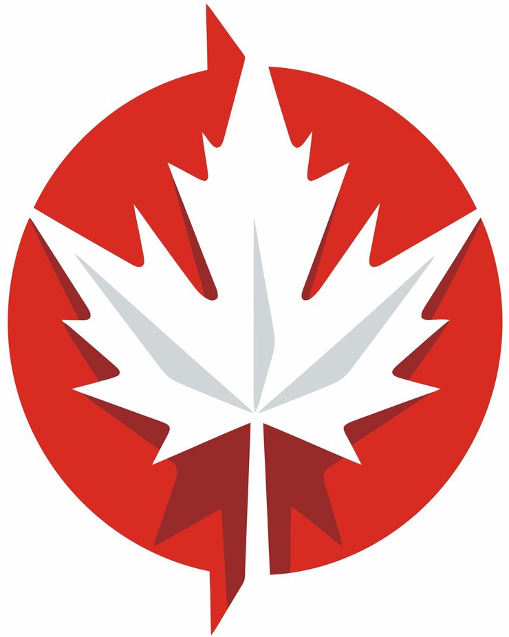 Un esempio di una foglia d'acero con la parola canada su di esso.