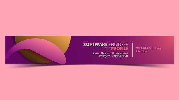 Un'etichetta viola e viola per un profilo di ingegnere del software.