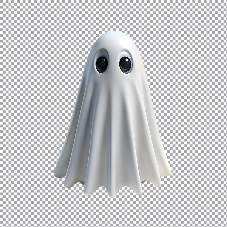 Vettore un fantasma bianco con grandi occhi su uno sfondo trasparente