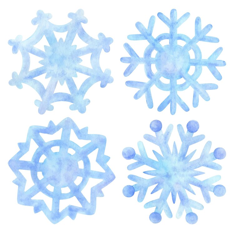 Un fiocco di neve blu Illustrazione ad acquerello di un fiocco di neve Winter Clip Art Set per Sticker Design