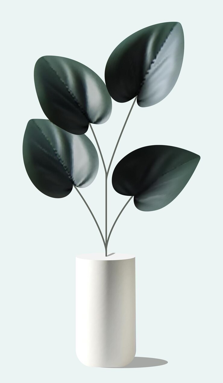 Un fiore una pianta con foglie in un vaso icona vettoriale 3D in stile minimalista