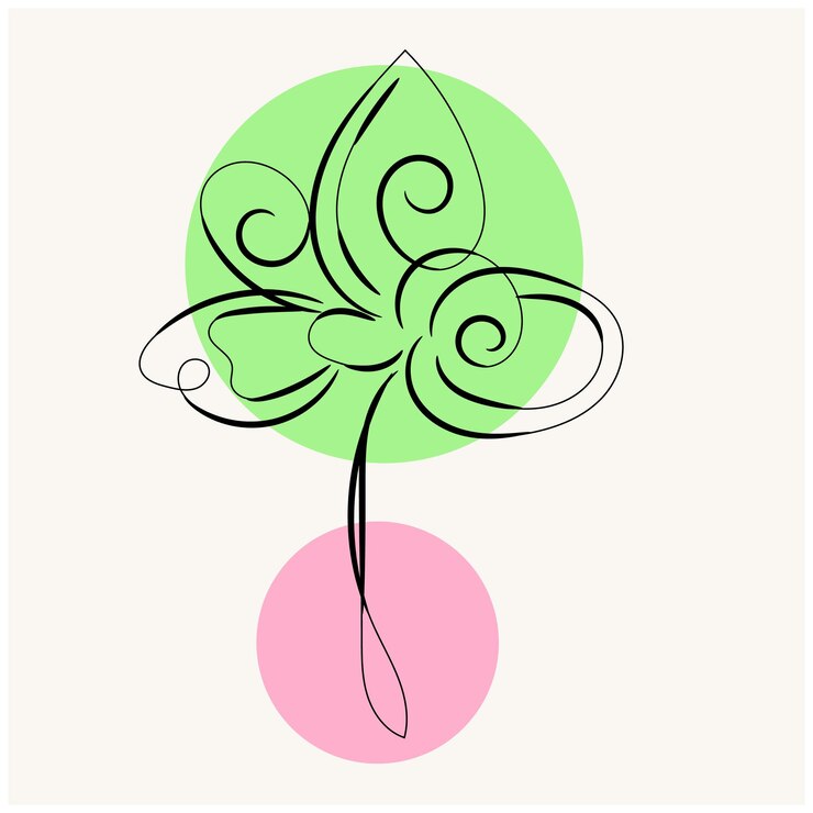 un fiore verde e rosa con una farfalla verde su di esso