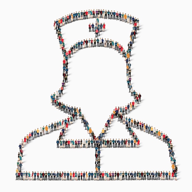 Un folto gruppo di persone a forma di infermiera, medicina, icona.
