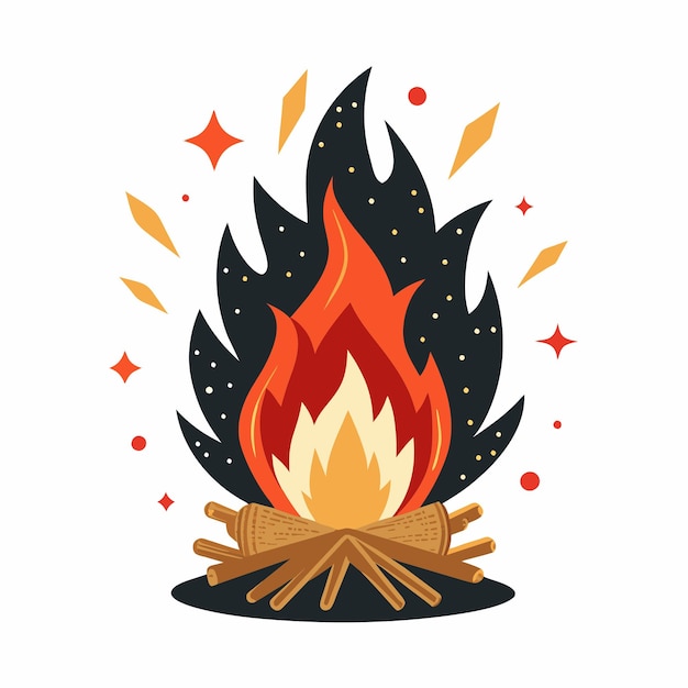 un fuoco con le parole fuoco su di esso