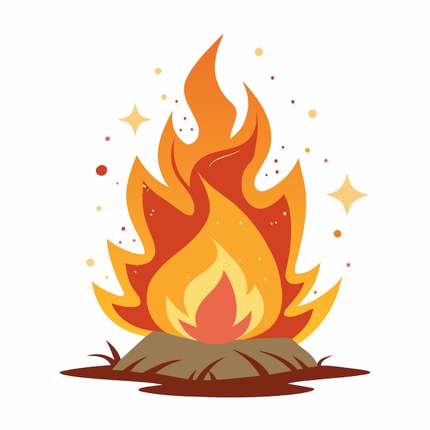 un fuoco in un mucchio di terra e una stella in cima