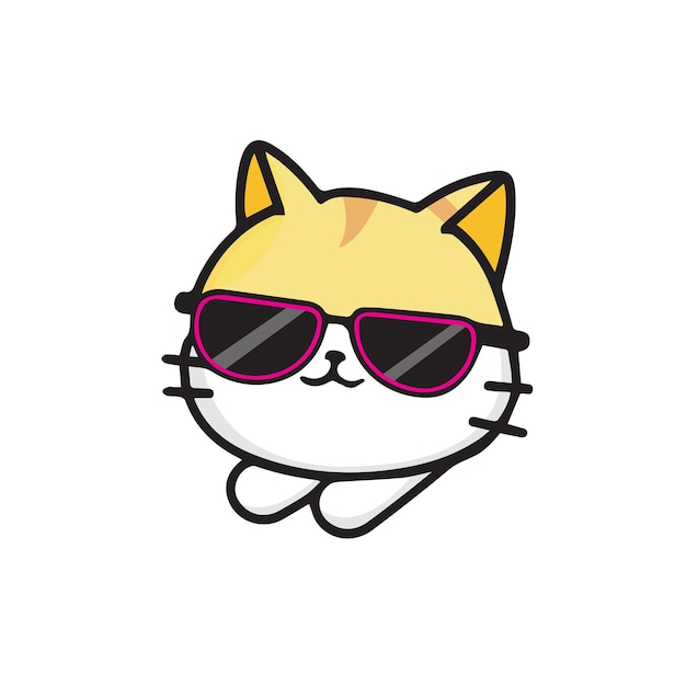 Un gatto cartone animato in stile kawaii con occhiali da sole