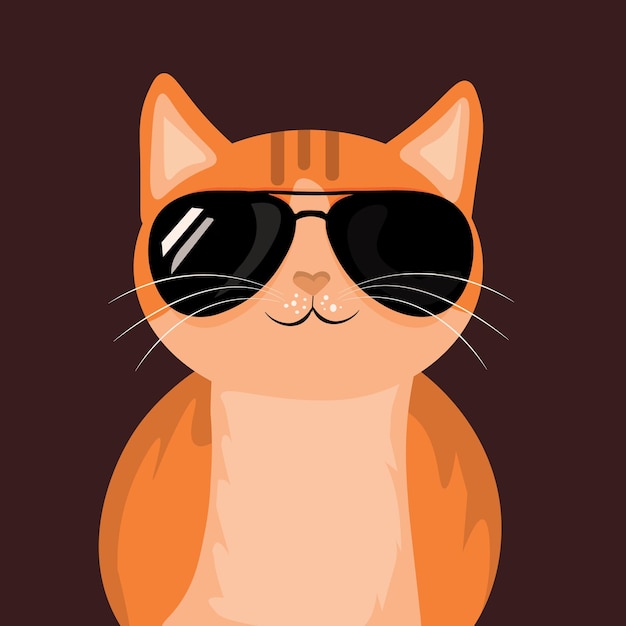 un gatto marrone con gli occhiali Illustrazione di arte vettoriale
