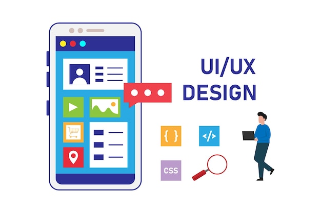 Un giovane crea un design personalizzato per un'applicazione mobile
