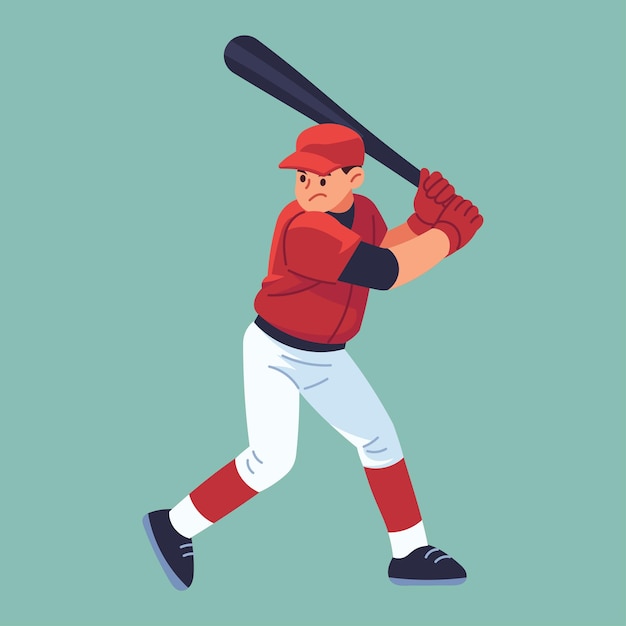 Un giovane giocatore di baseball fa una posa sorprendente