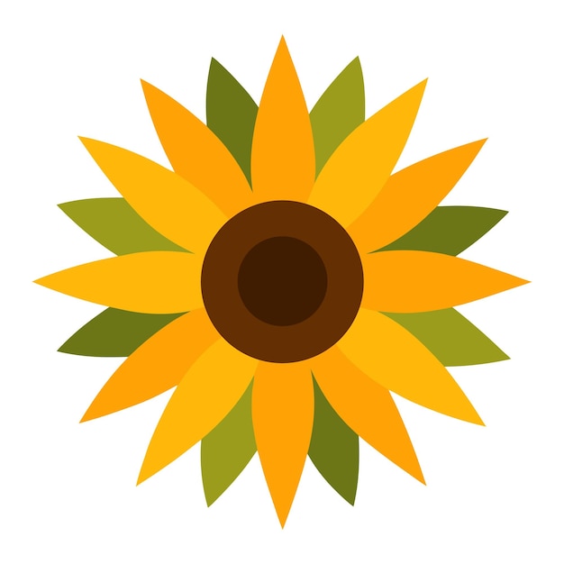 Un girasole vibrante in piena fioritura con petali gialli e un centro marrone