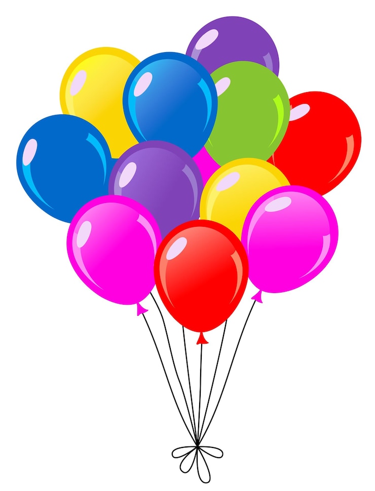 Vettore un gruppo colorato di palloncini con uno rosso che dice la parola su di esso