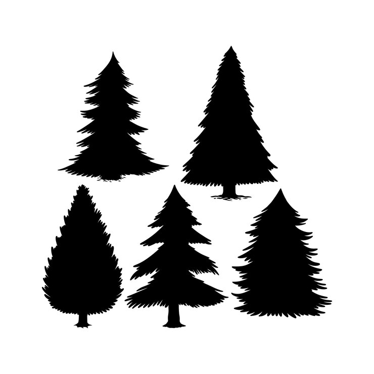 Vettore un gruppo di alberi che sono neri e bianchi