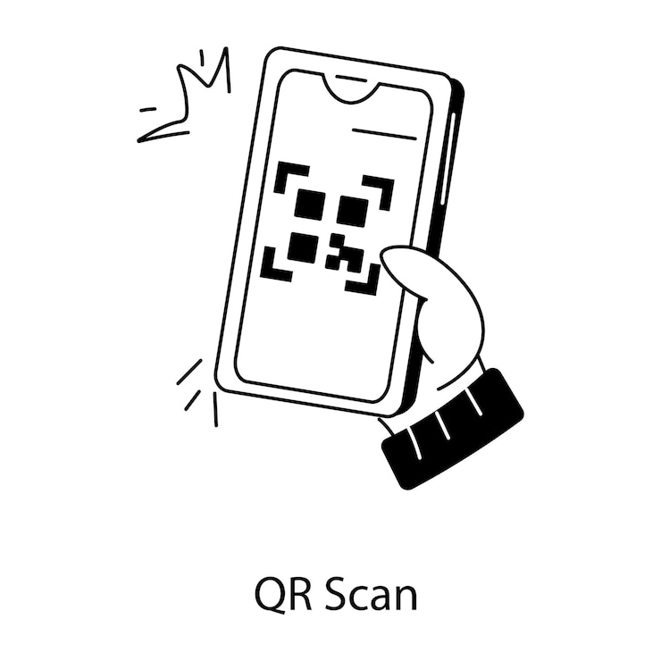 Vettore un'icona di contorno della scansione qr mobile