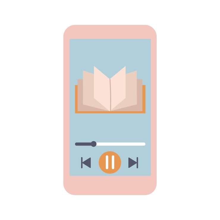 Vettore un'icona di smartphone e libro concetto di audiolibro