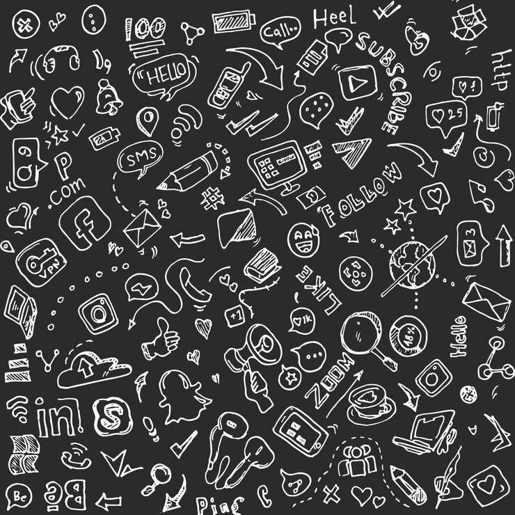 Vettore un'icona di social media sullo sfondo nero