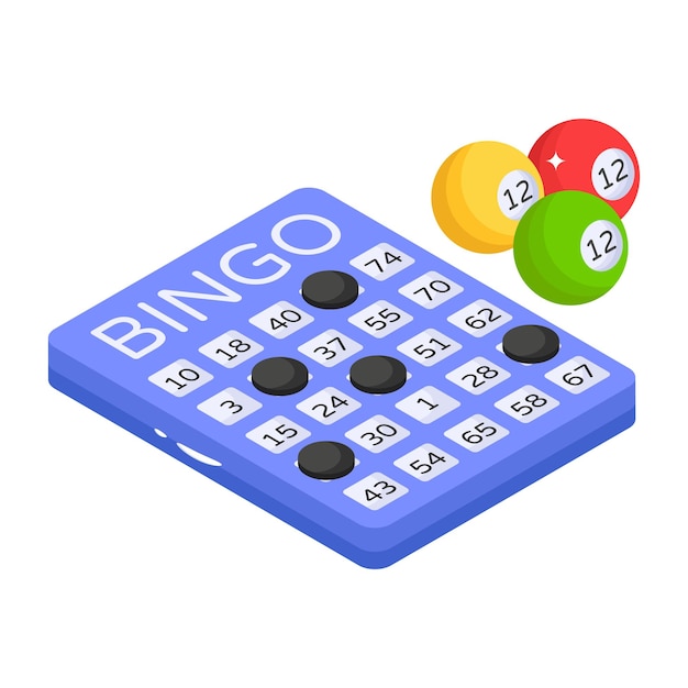 Un'icona isometrica del gioco del bingo con scalabilità