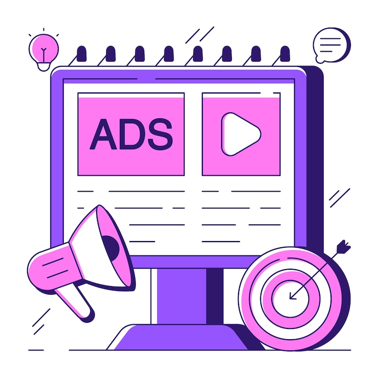 Vettore un'illustrazione a colori del design del marketing pubblicitario