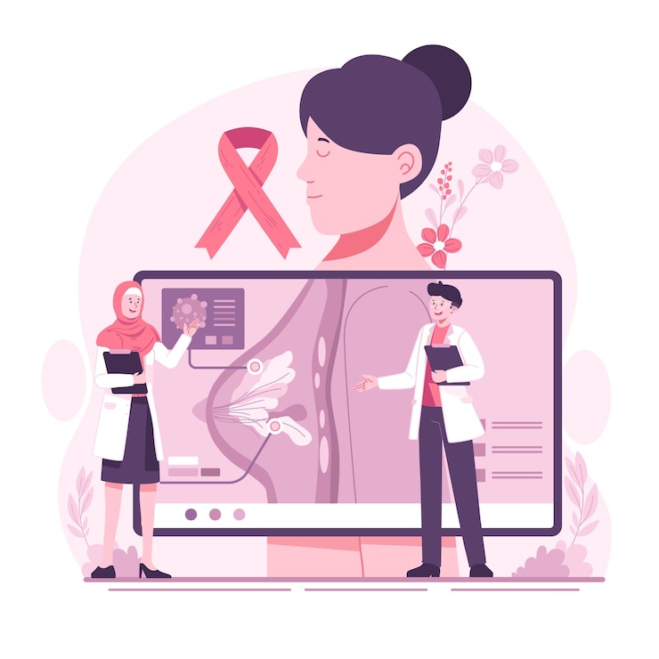 Vettore un'illustrazione consapevole del cancro al seno