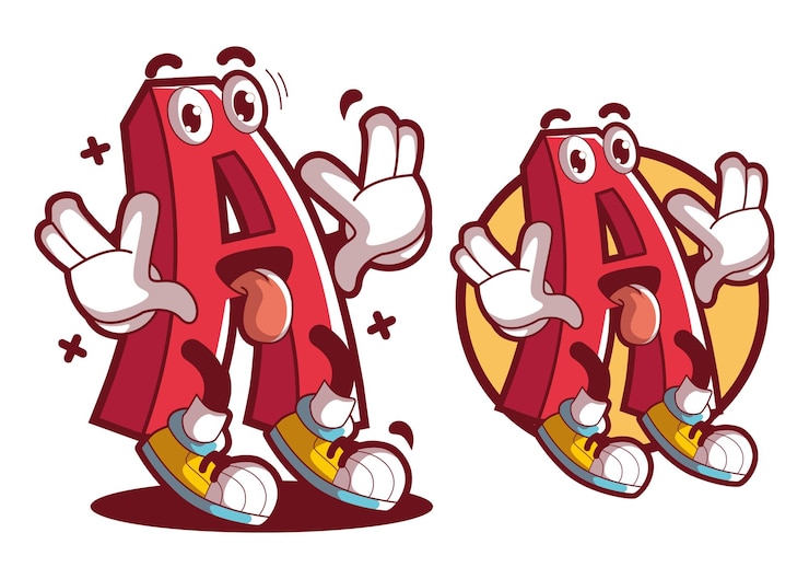 Vettore un'illustrazione della mascotte del personaggio dei cartoni animati della lettera