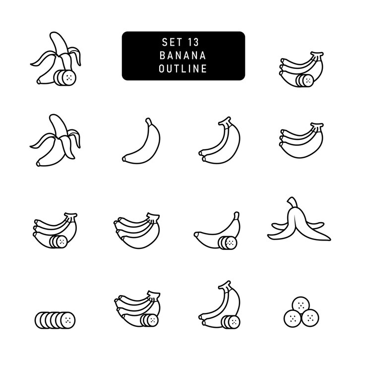 Un'illustrazione di Banana in stile contorno