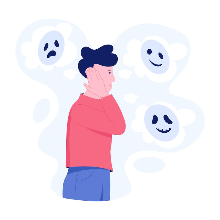 Vettore un'illustrazione di carattere piatto del disturbo phasmophobia