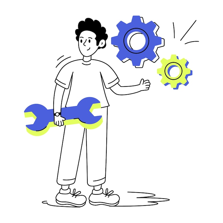 Vettore un'illustrazione di contorno dell'ingegnere ai