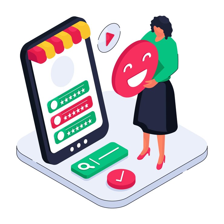Vettore un'illustrazione di design unica del feedback mobile