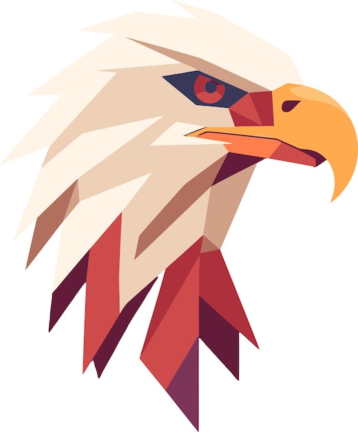 un'illustrazione di un'aquila con un triangolo rosso e blu e rosso sulla testa