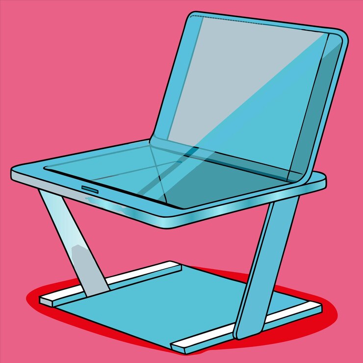 Vettore un'illustrazione di un monitor computer con uno sfondo blu e rosa