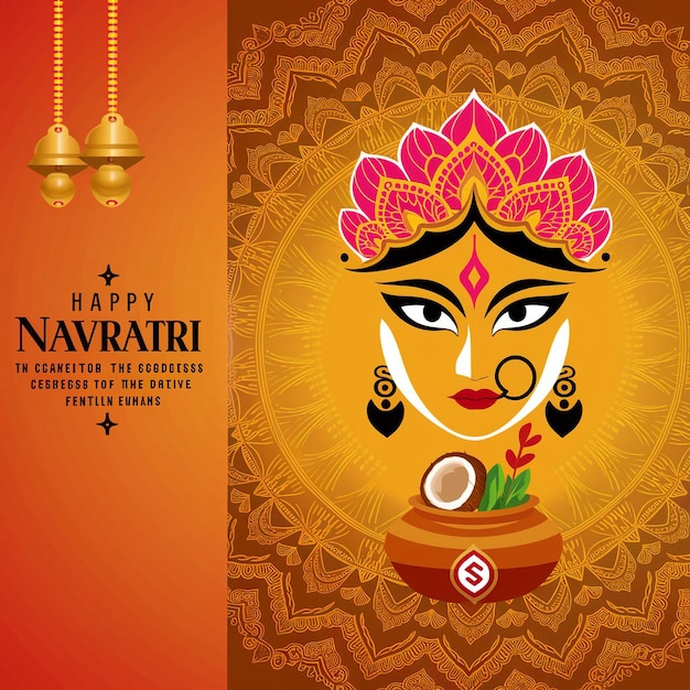 Un'illustrazione digitale vibrante e festiva che celebra il Navratri