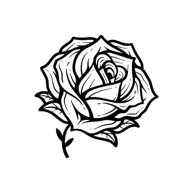 Un'illustrazione in bianco e nero di un fiore.