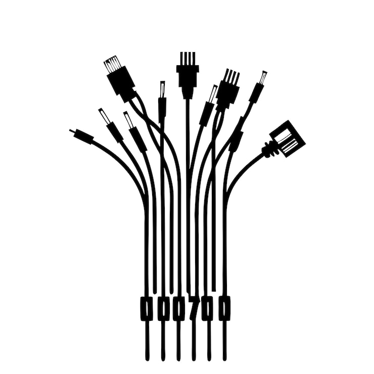 Vettore un'illustrazione in bianco e nero di un gruppo di cavi elettrici