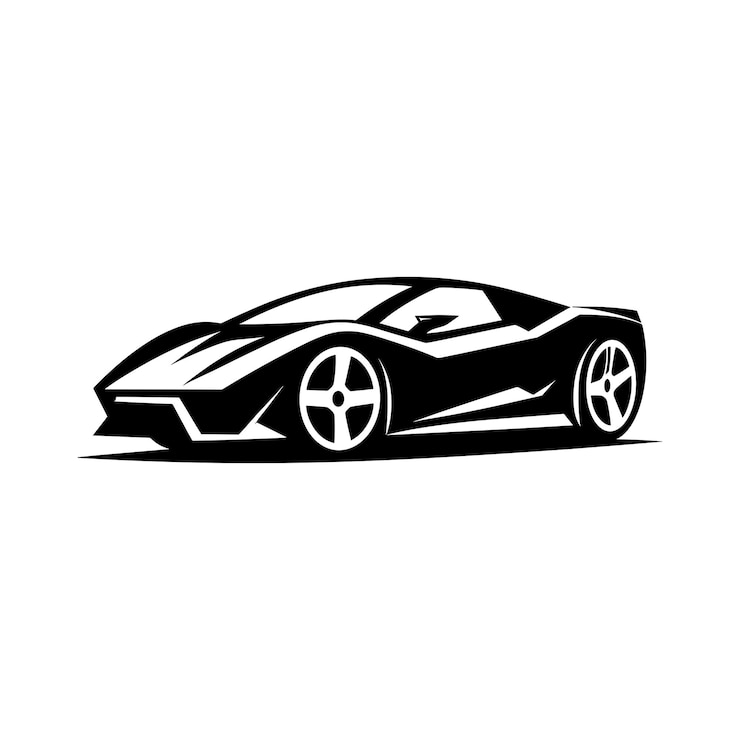 Vettore un'illustrazione in bianco e nero di un vetore di auto sportiva