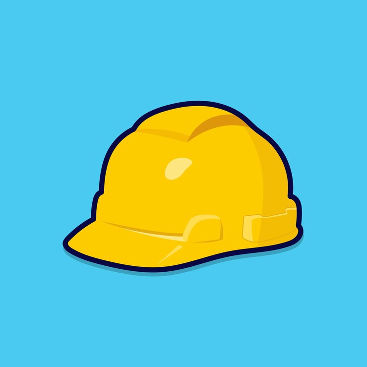 Vettore un'illustrazione in stile piatto del vettore del casco da costruzione giallo elmetto di sicurezza per l'icona del copricapo da lavoro