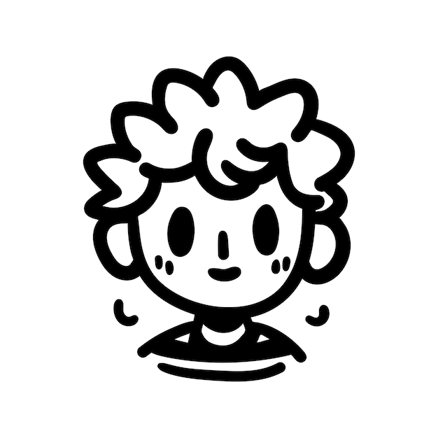 Un'illustrazione minimalista di una testa di ragazzo che mostra caratteristiche e contorni espressivi