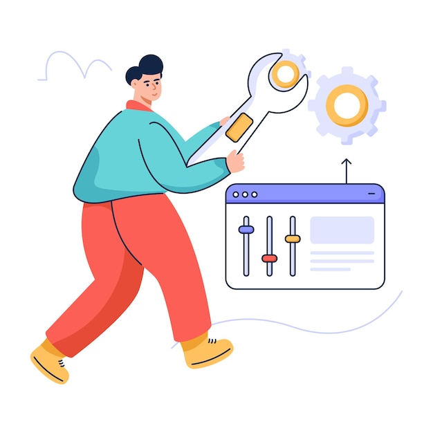 Un'illustrazione piatta per la manutenzione del sito Web