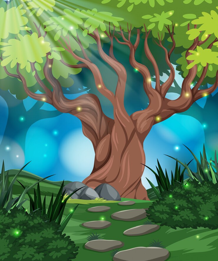 Vettore un&#39;illustrazione tropicale della foresta pluviale
