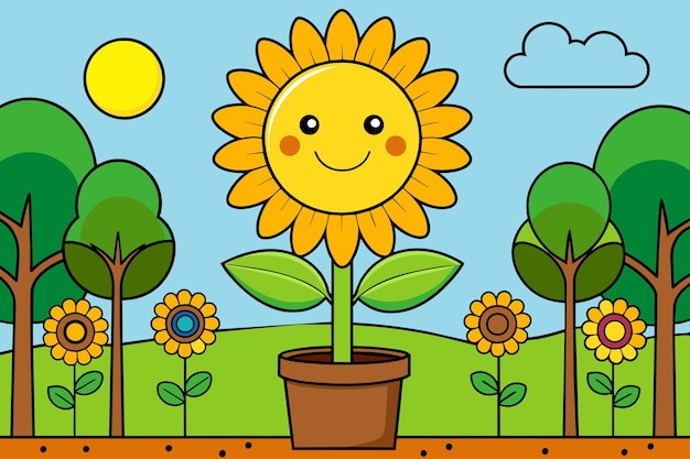 un'immagine a cartone animato di un girasole con le parole sole in cima